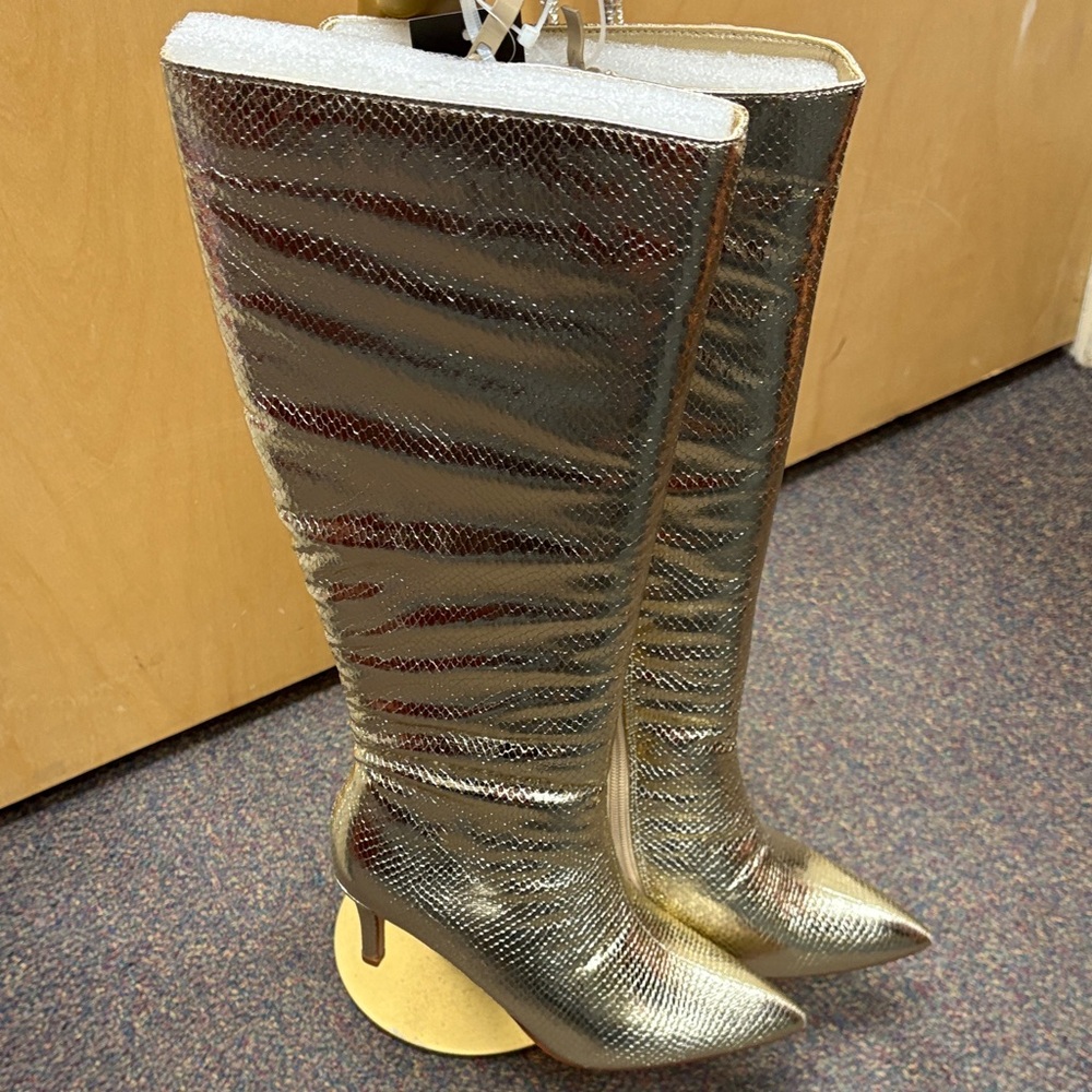 Glamorous Metallic Heeled Boots